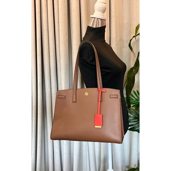 Tory Burch Brown Leather Large Walker Tote with Detachable Strap - Picture 12 of 13